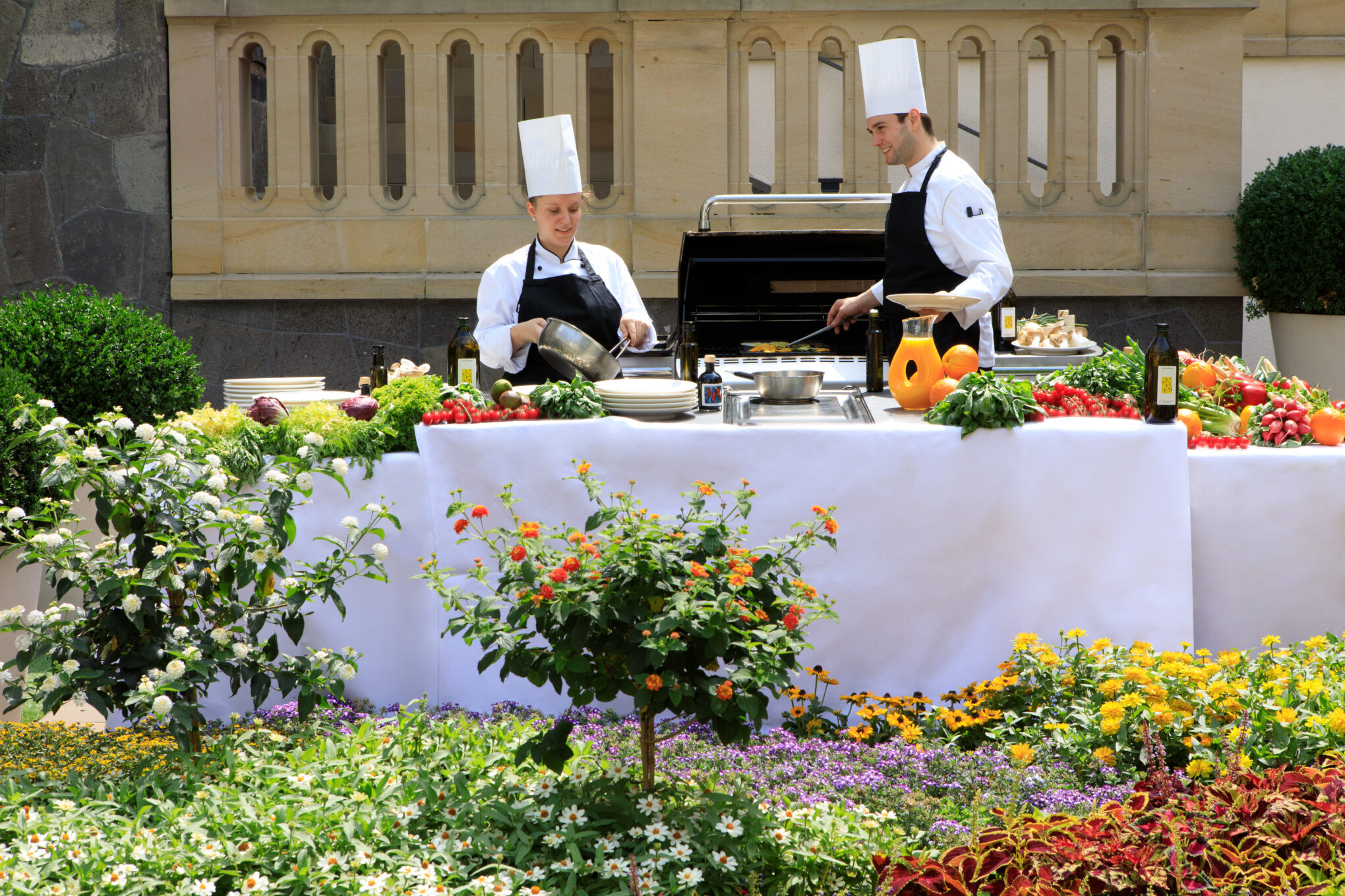 Villa Kennedy Rocco Forte Frühstück Buffet auf der Außenterrasse